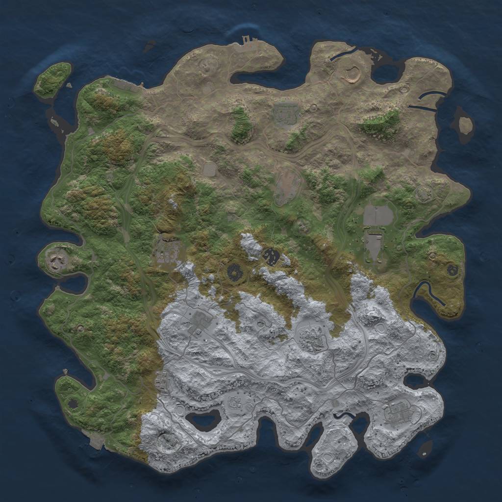 Rust Map: Procedural Map, Size: 4500, Seed: 3242343, 19 Monuments