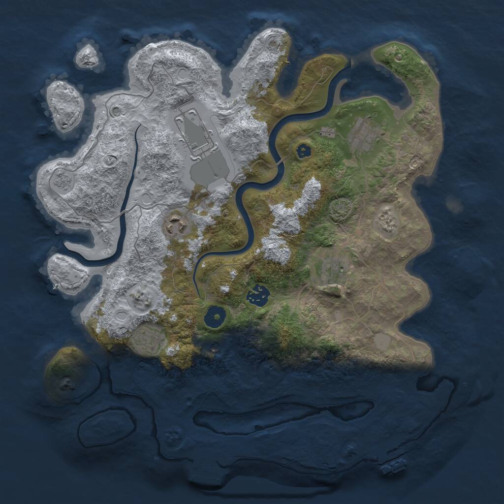 Rust Map: Procedural Map, Size: 3500, Seed: 6458787, 12 Monuments