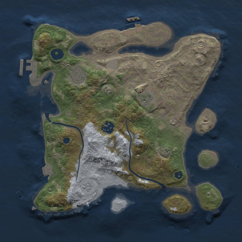 Rust Map: Procedural Map, Size: 3000, Seed: 128777735, 8 Monuments