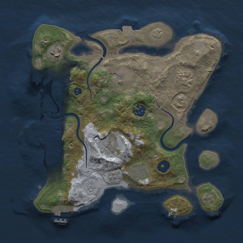 Rust Map: Procedural Map, Size: 3000, Seed: 128777735, 13 Monuments