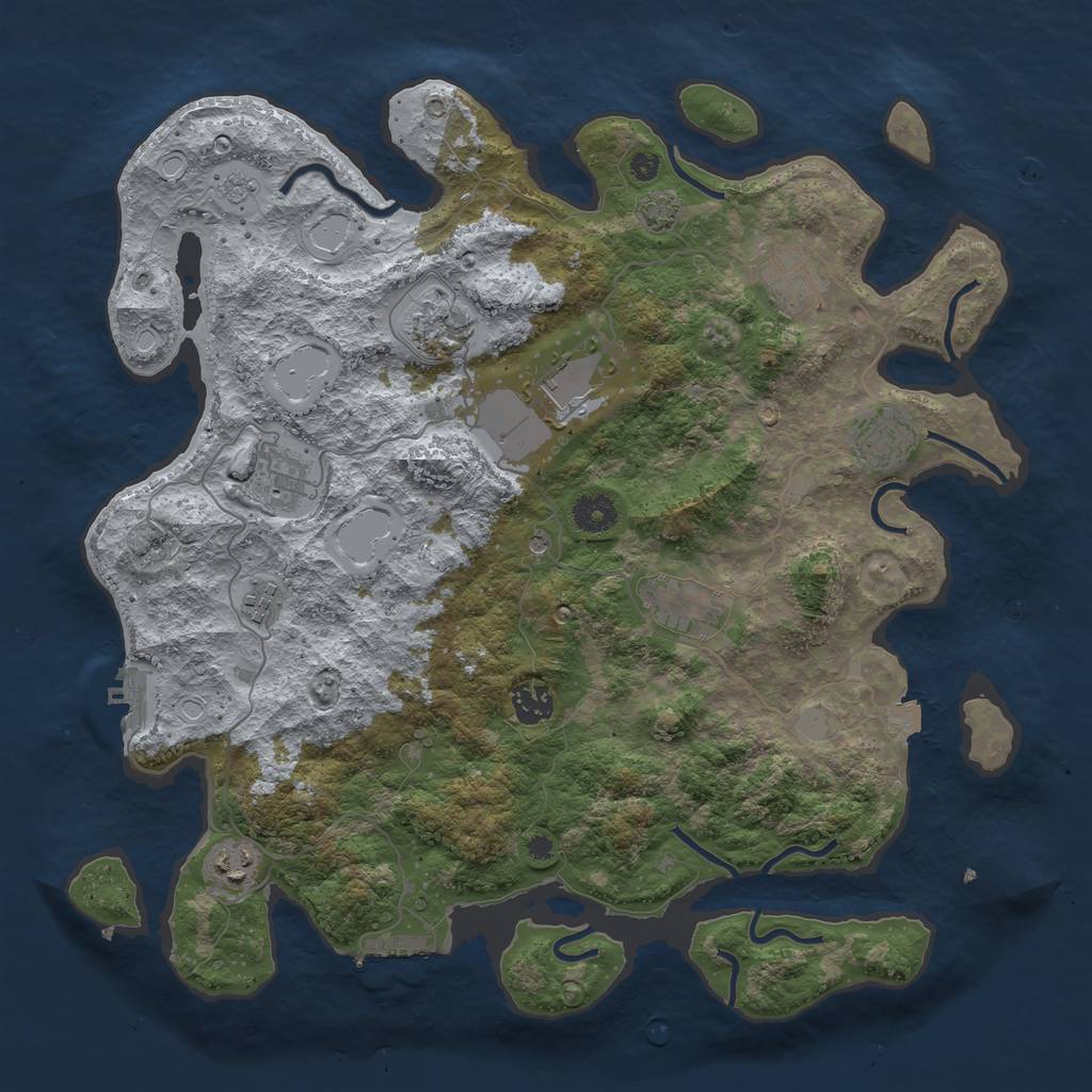 Rust Map: Procedural Map, Size: 3900, Seed: 59911192, 17 Monuments