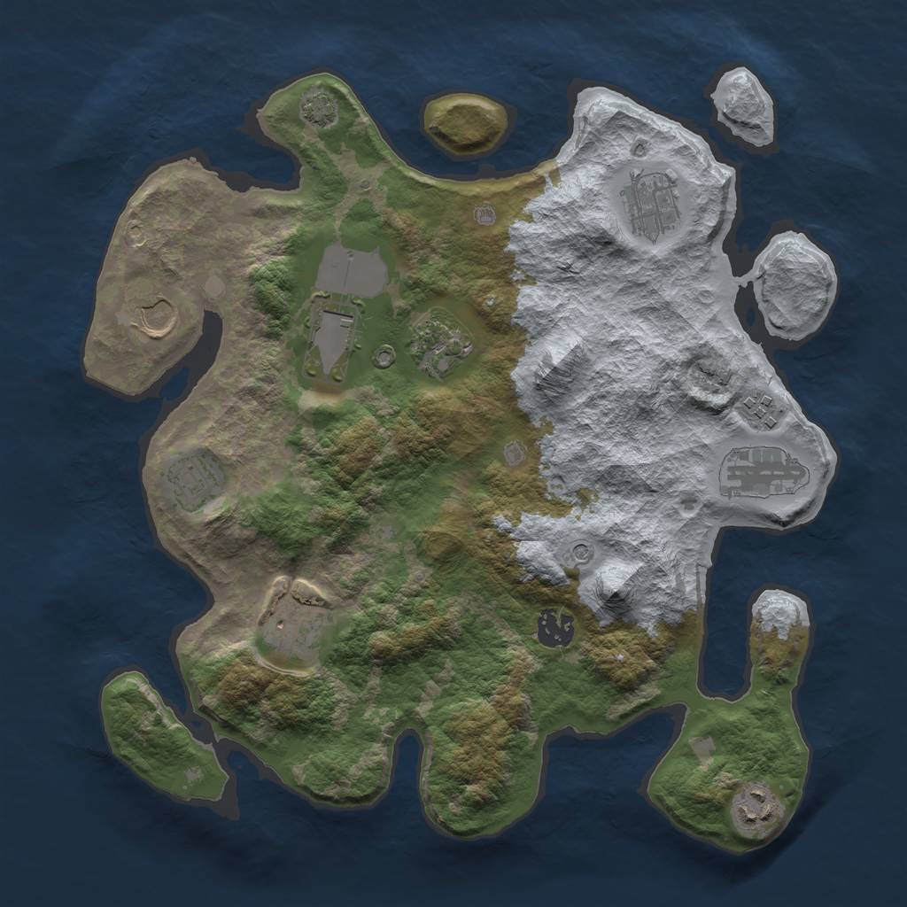 Rust Map: Barren, Size: 3500, Seed: 1543620078, 14 Monuments