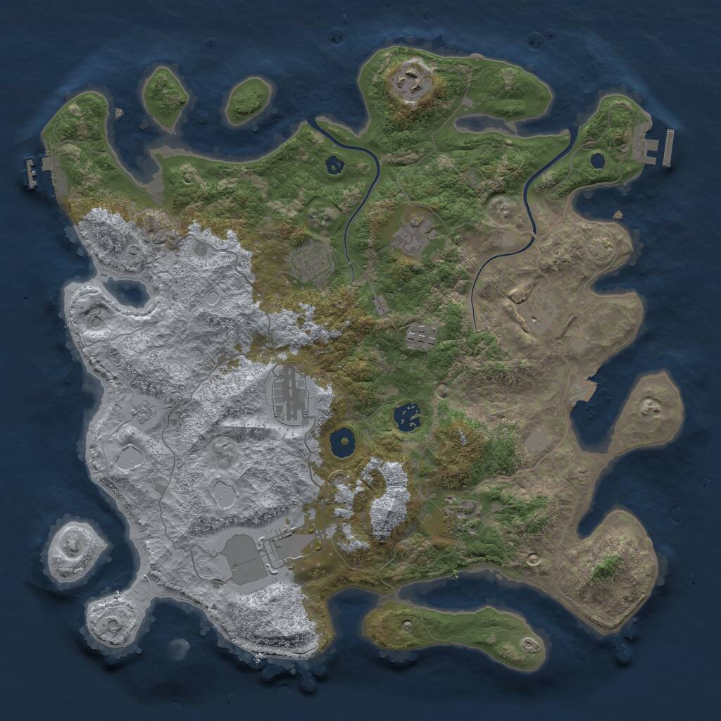 Rust Map: Procedural Map, Size: 3900, Seed: 16529770, 15 Monuments