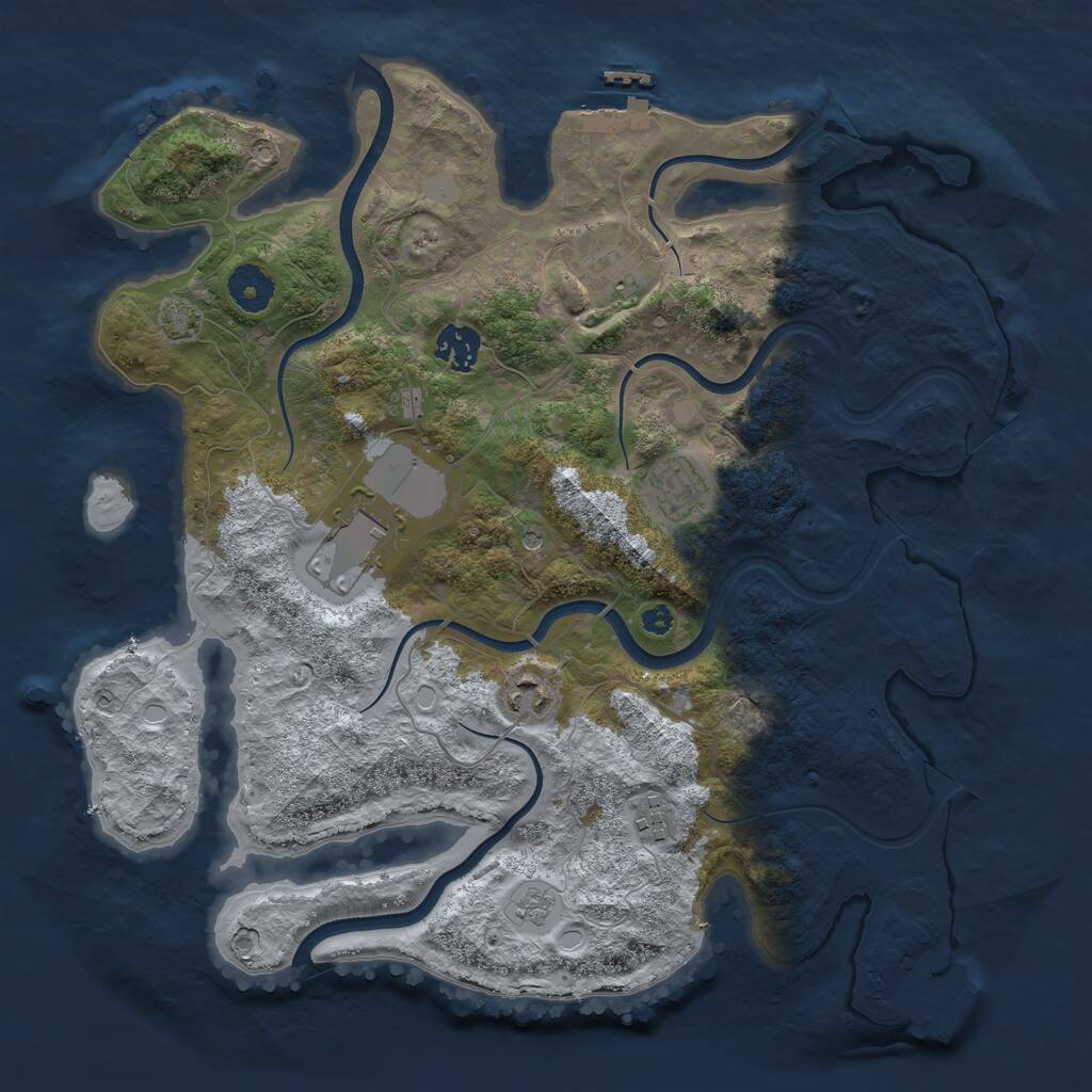 Rust Map: Procedural Map, Size: 3600, Seed: 50058148, 12 Monuments