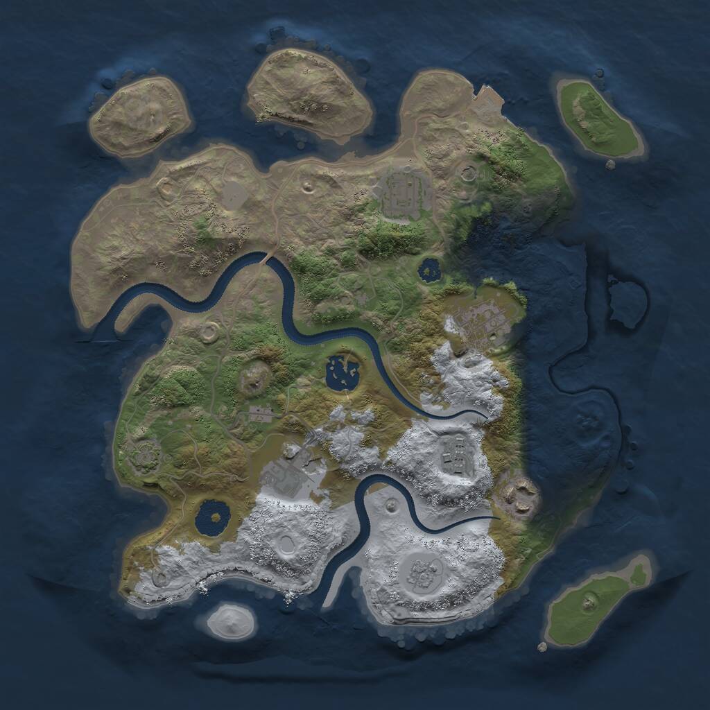 Rust Map: Procedural Map, Size: 3000, Seed: 30196, 10 Monuments