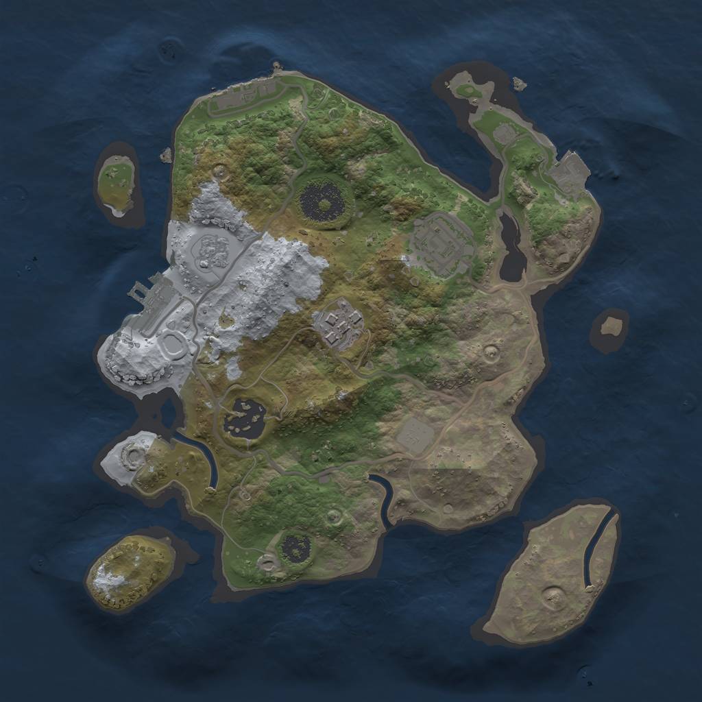 Rust Map: Procedural Map, Size: 2500, Seed: 447533751, 9 Monuments