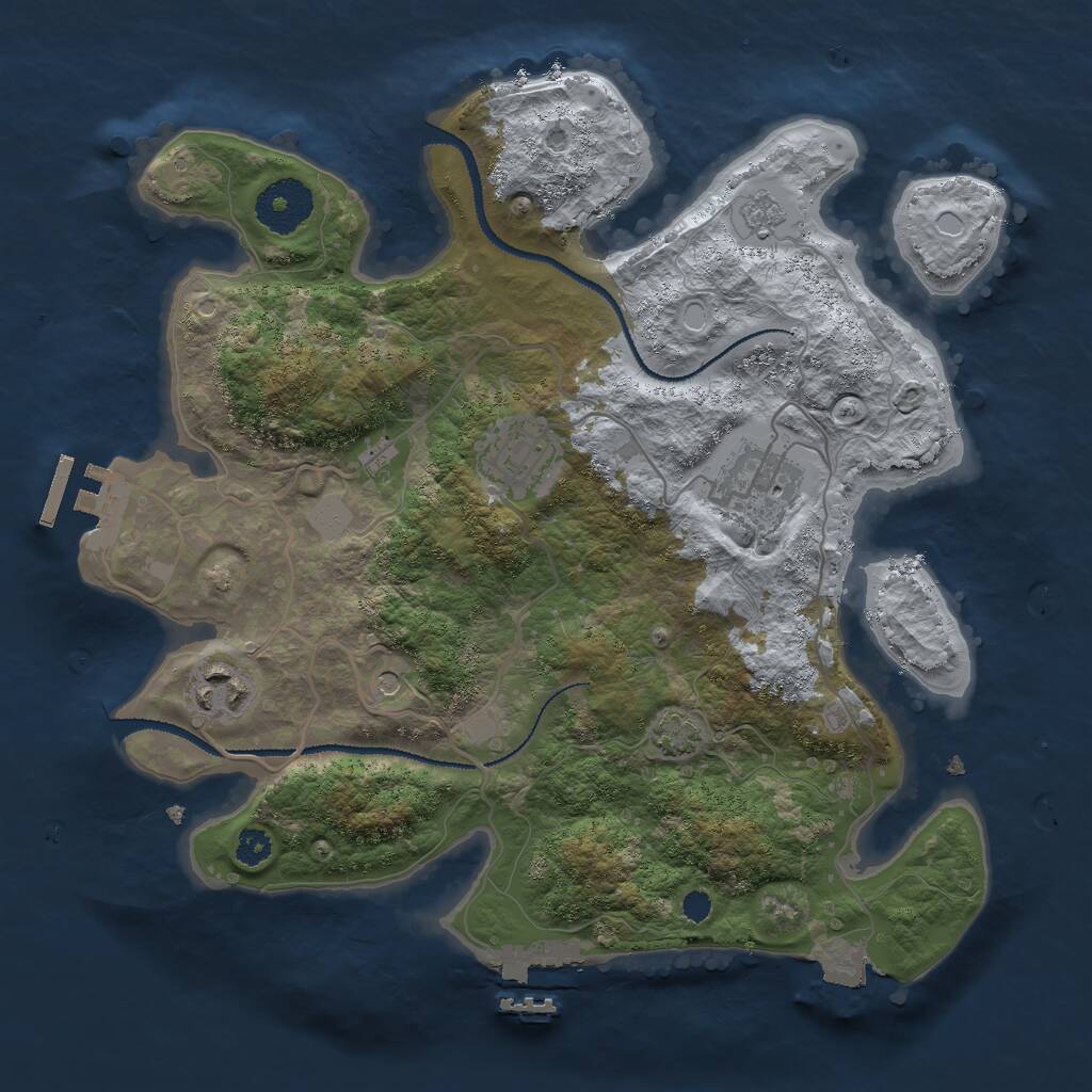 Rust Map: Procedural Map, Size: 3000, Seed: 39453, 9 Monuments