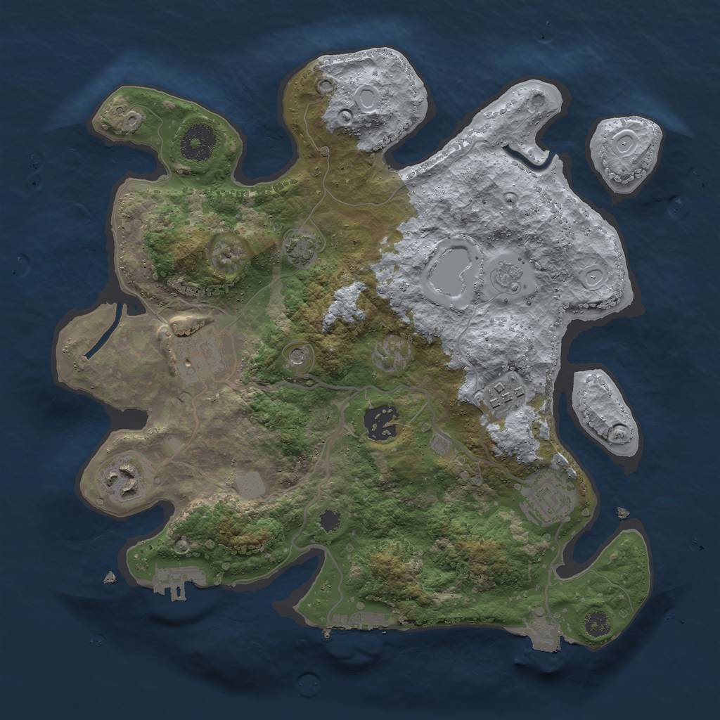 Rust Map: Procedural Map, Size: 3000, Seed: 39453, 13 Monuments