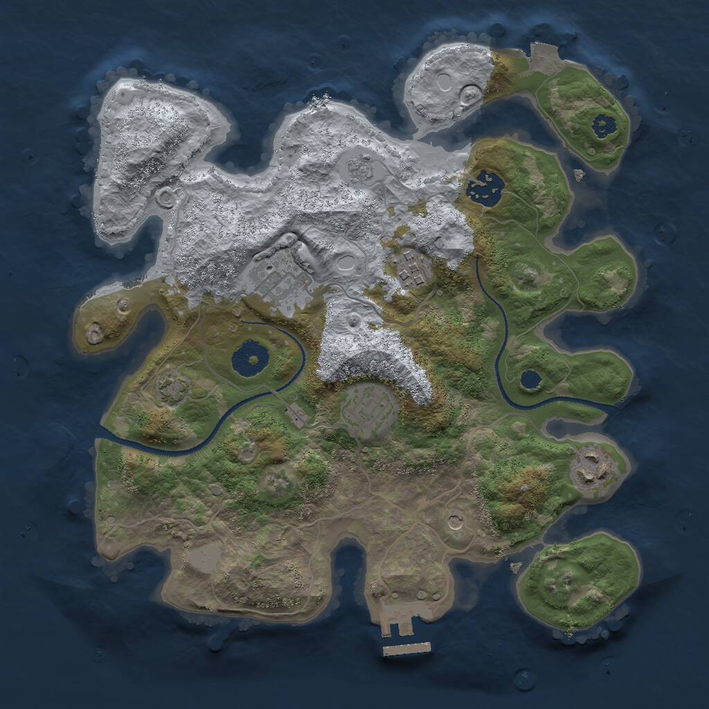 Rust Map: Procedural Map, Size: 3000, Seed: 704074, 10 Monuments