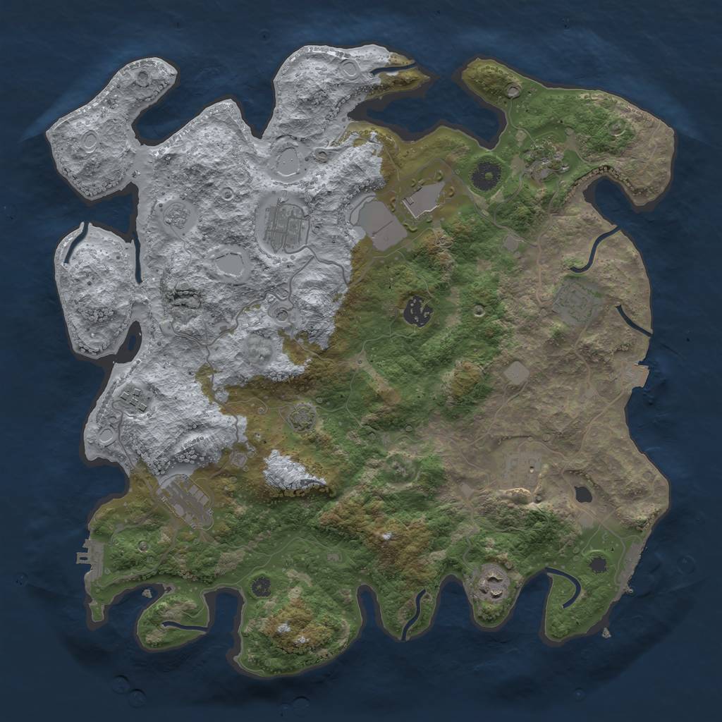 Rust Map: Procedural Map, Size: 3800, Seed: 454654613, 17 Monuments