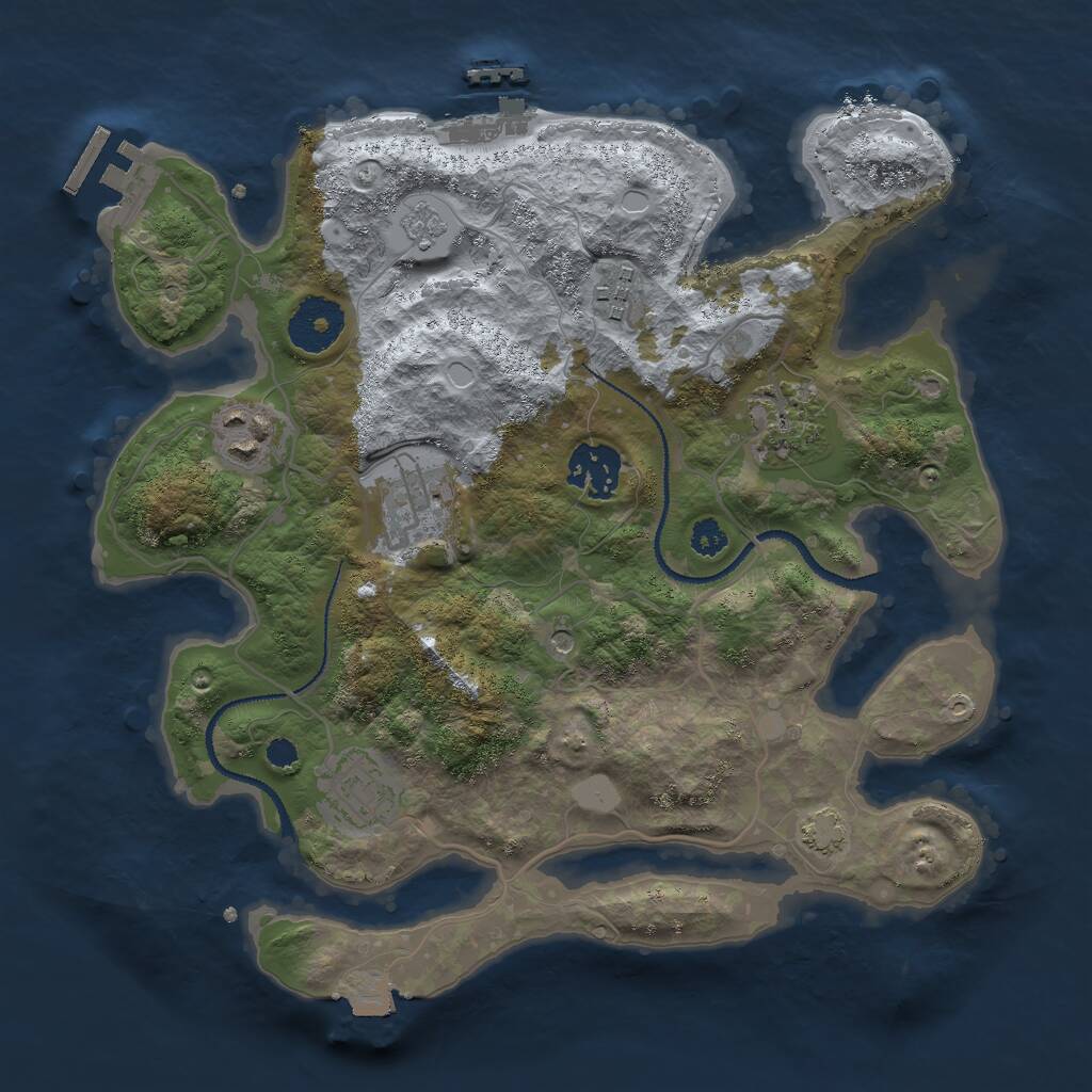 Rust Map: Procedural Map, Size: 3000, Seed: 9895959, 12 Monuments