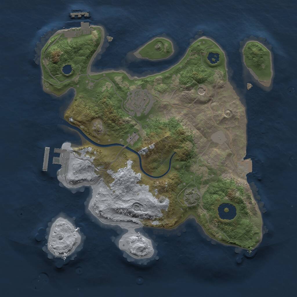 Rust Map: Procedural Map, Size: 2500, Seed: 508215947, 6 Monuments