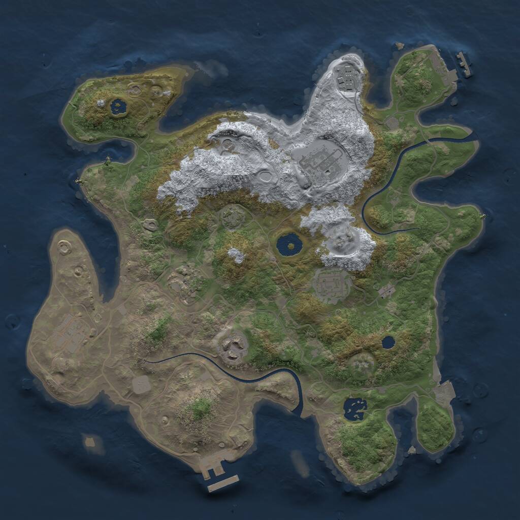Rust Map: Procedural Map, Size: 3250, Seed: 1869554449, 12 Monuments