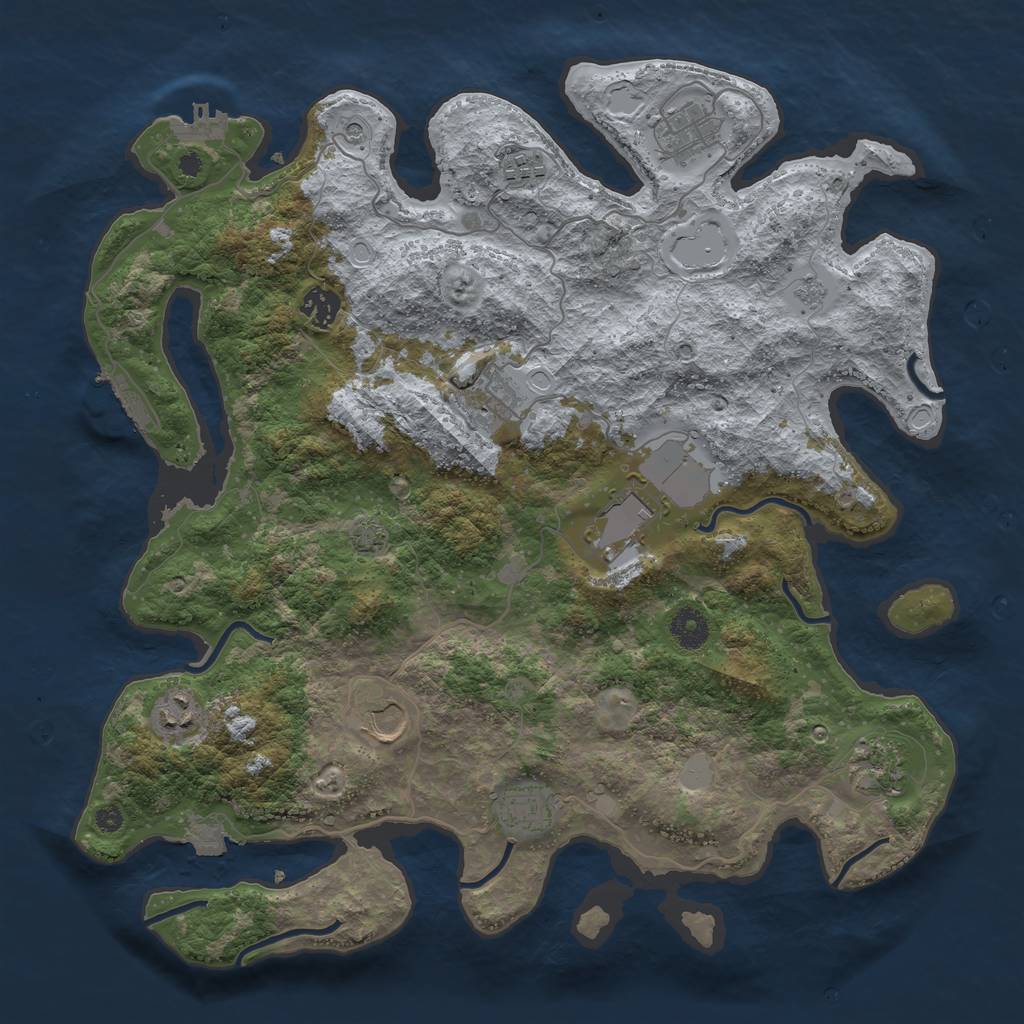Rust Map: Procedural Map, Size: 3900, Seed: 148812832, 17 Monuments