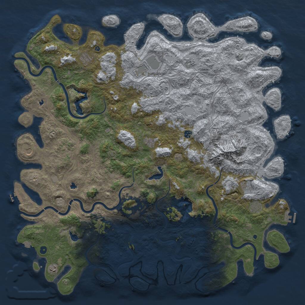 Rust Map: Procedural Map, Size: 6000, Seed: 384582, 17 Monuments