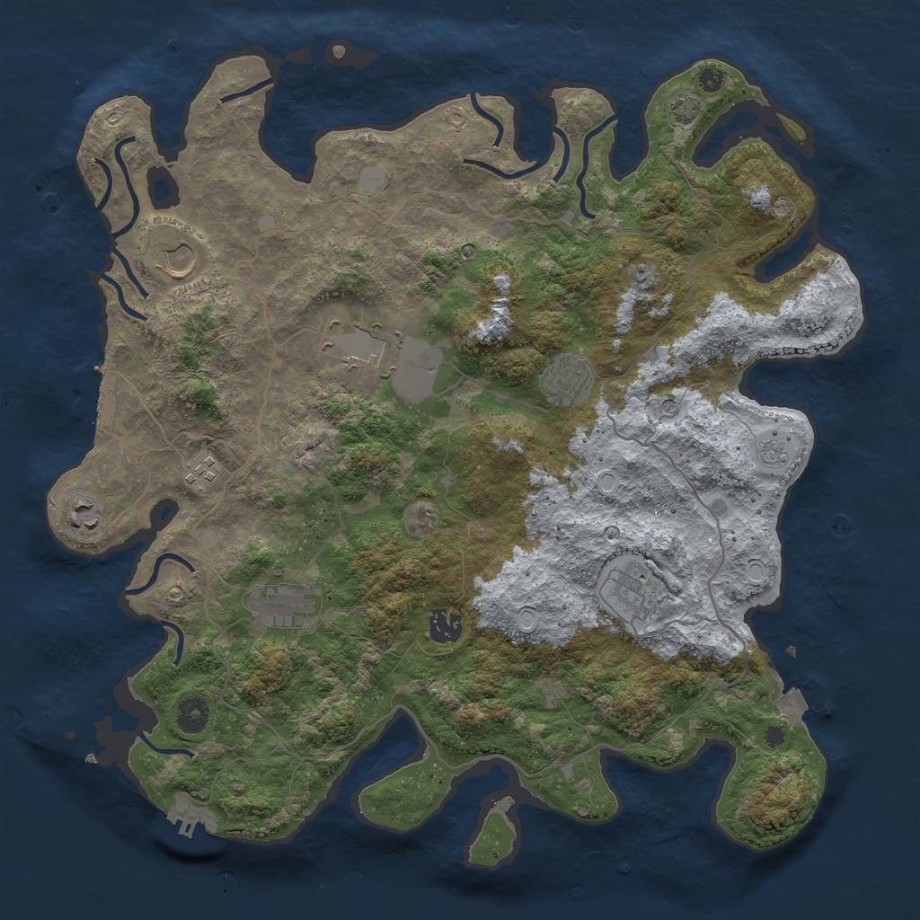 Rust Map: Procedural Map, Size: 4000, Seed: 47504279, 16 Monuments
