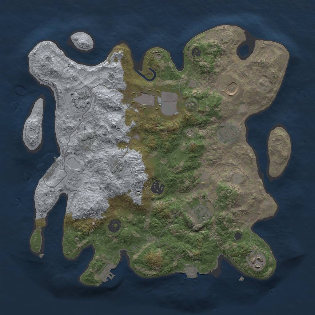 Rust Map: Procedural Map, Size: 3500, Seed: 1234567123, 16 Monuments