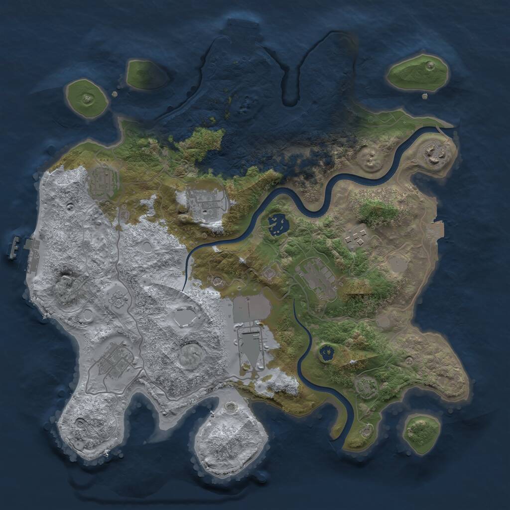 Rust Map: Procedural Map, Size: 3500, Seed: 294161888, 14 Monuments