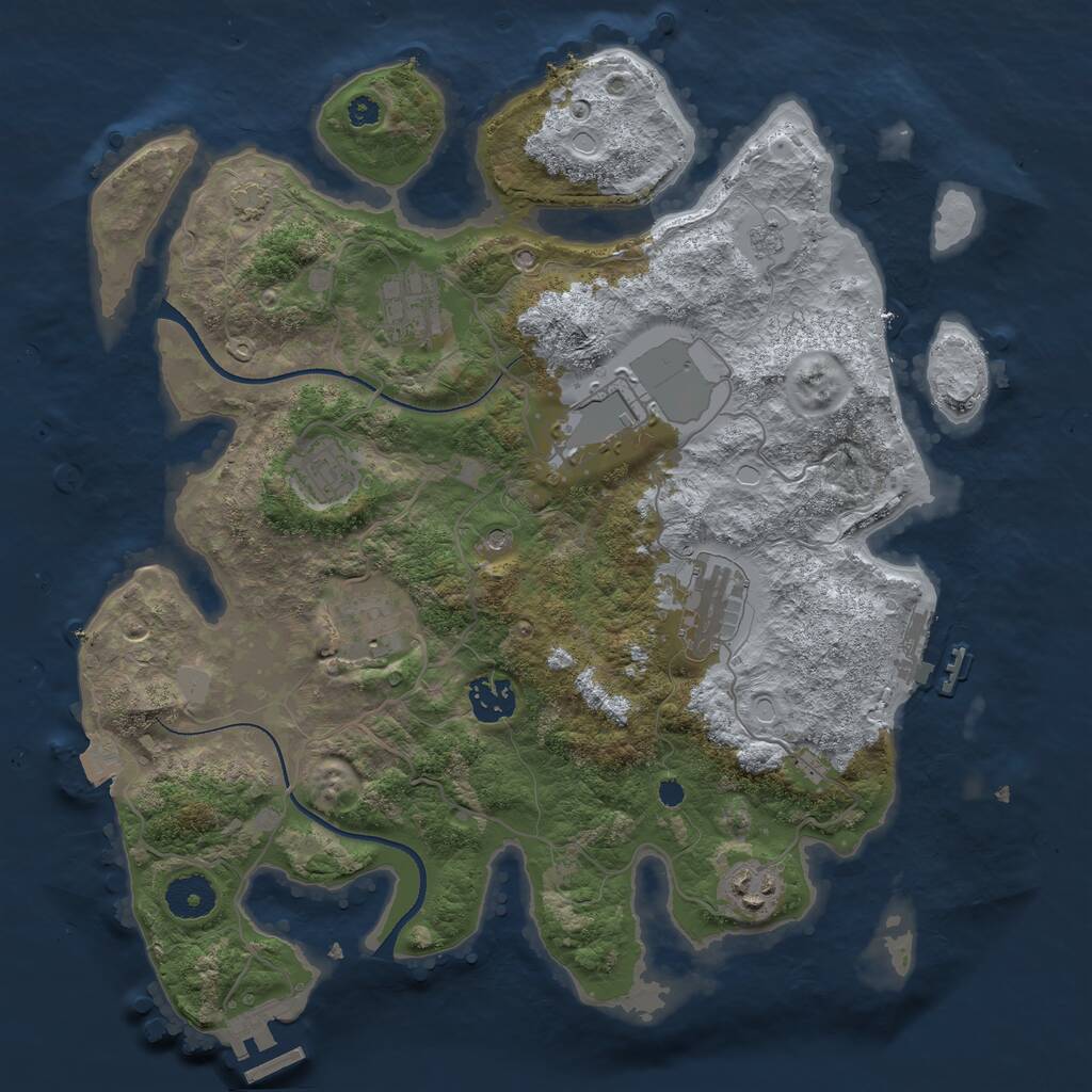 Rust Map: Procedural Map, Size: 3500, Seed: 3329707, 13 Monuments