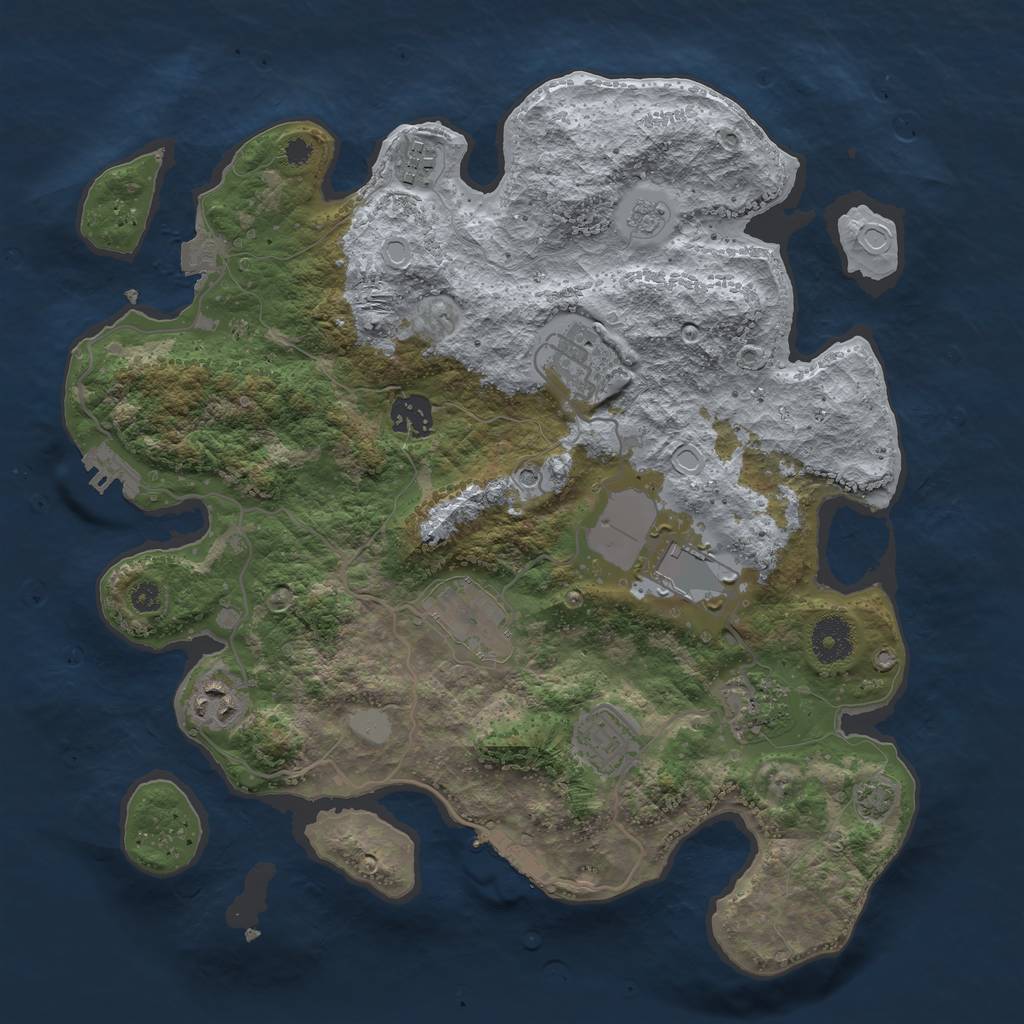 Rust Map: Procedural Map, Size: 3500, Seed: 2087811823, 16 Monuments