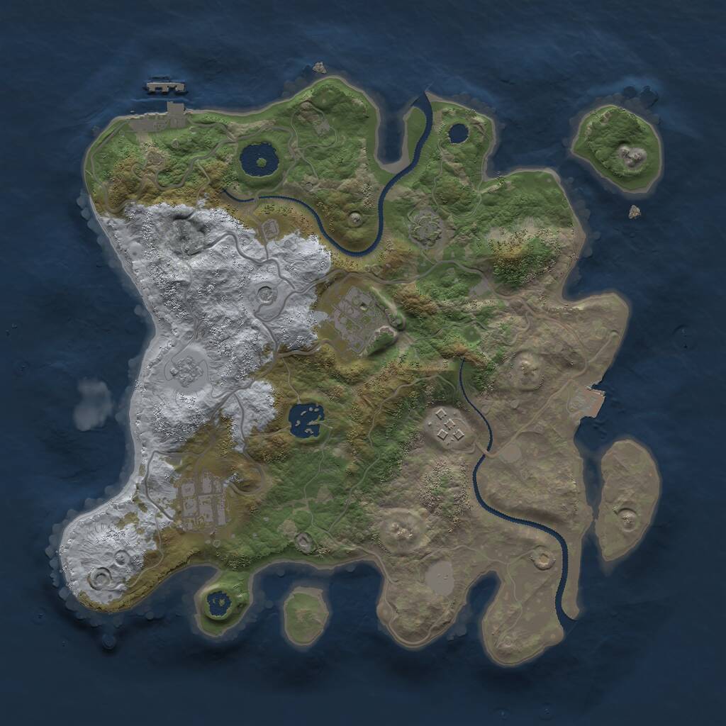 Rust Map: Procedural Map, Size: 3000, Seed: 876543, 9 Monuments