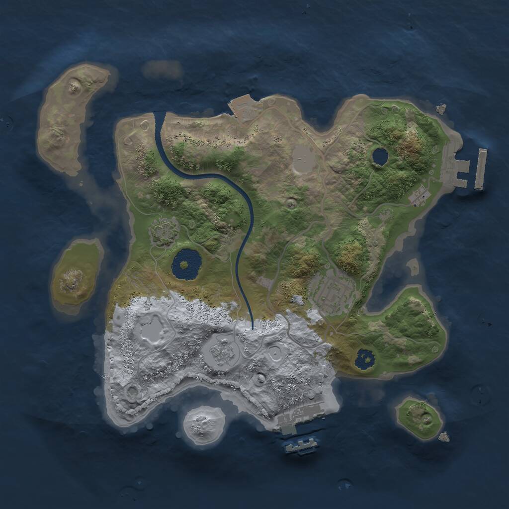 Rust Map: Procedural Map, Size: 2500, Seed: 123692134, 6 Monuments