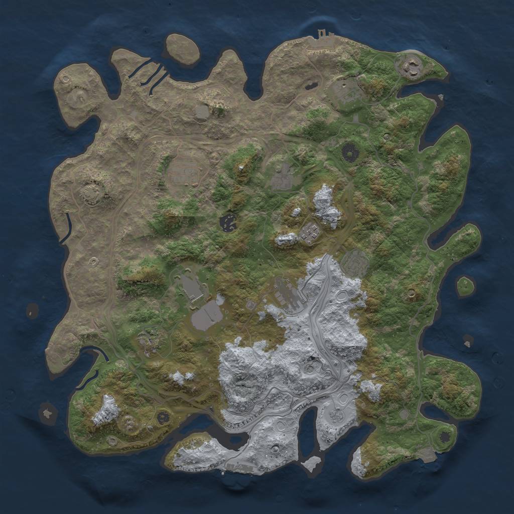 Rust Map: Procedural Map, Size: 4250, Seed: 1550894494, 18 Monuments