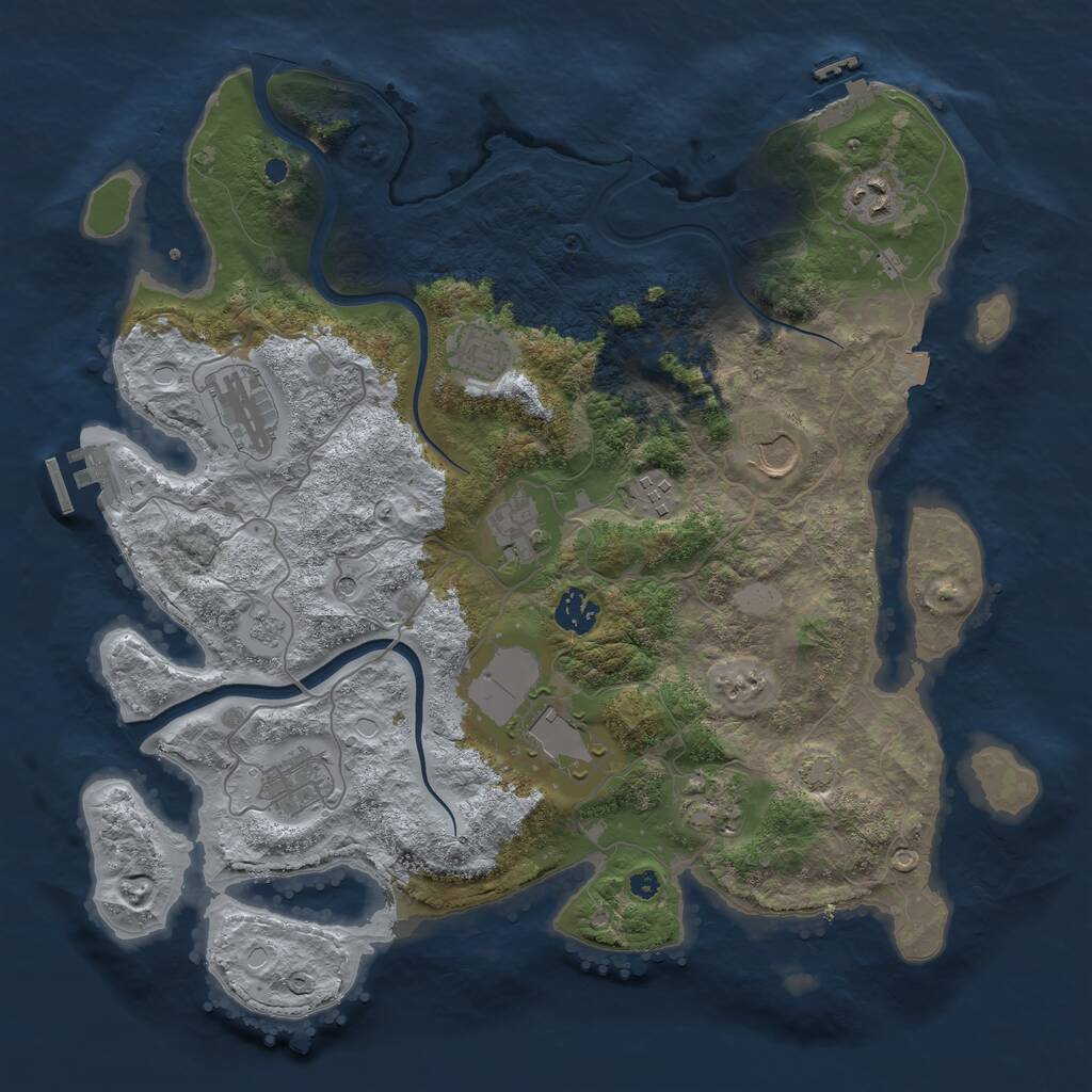 Rust Map: Procedural Map, Size: 3800, Seed: 1249873432, 16 Monuments