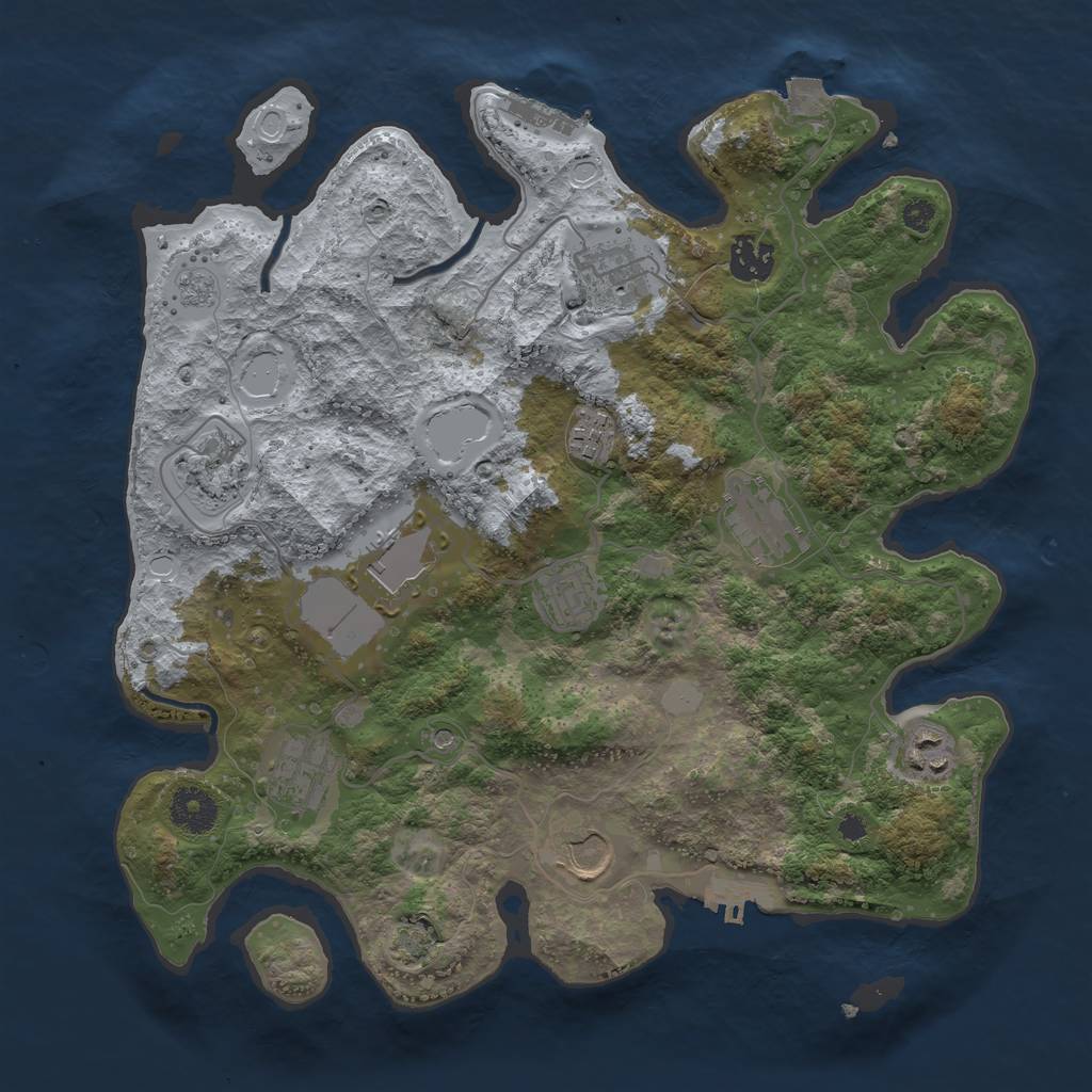 Rust Map: Procedural Map, Size: 3500, Seed: 131734086, 18 Monuments