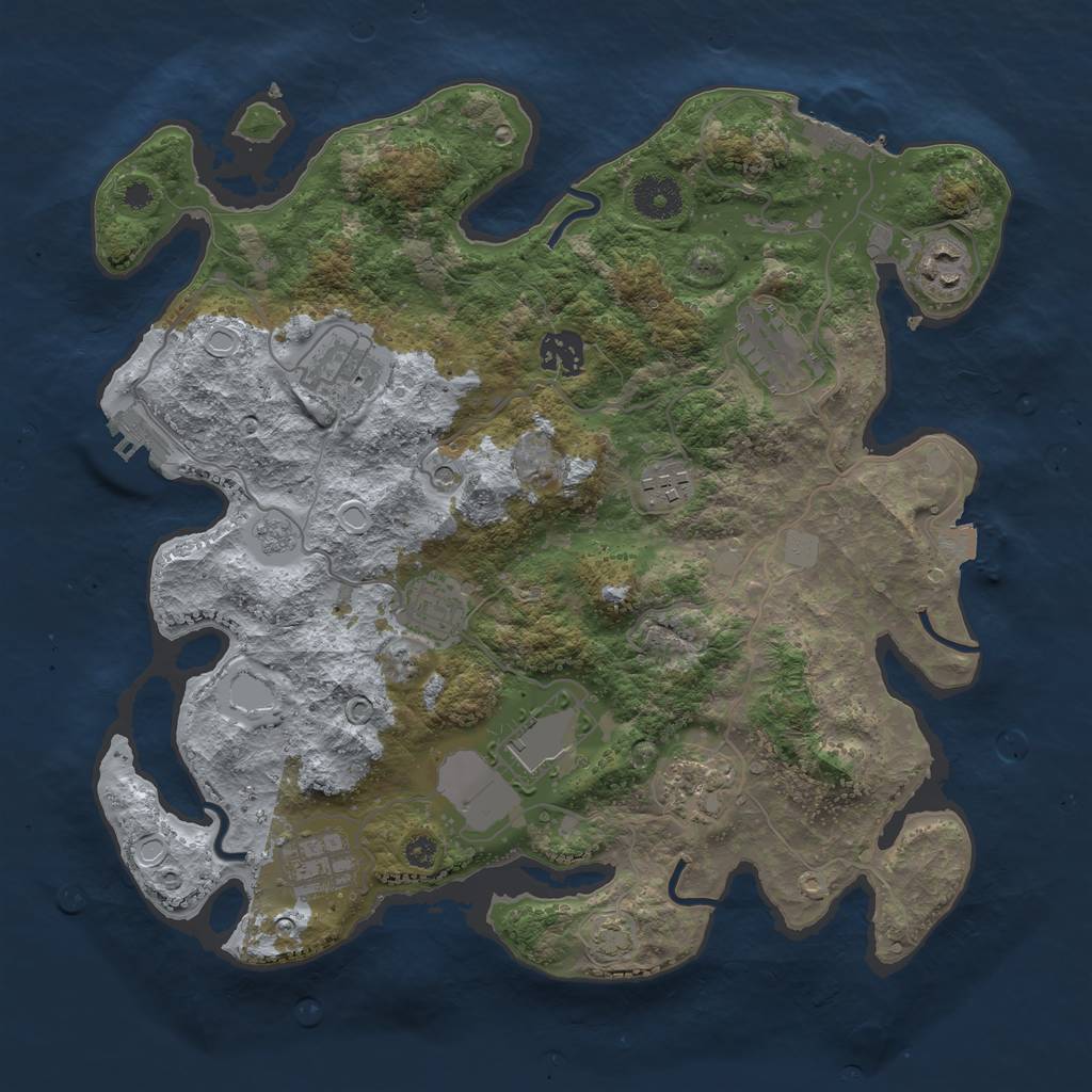 Rust Map: Procedural Map, Size: 3500, Seed: 1798845689, 17 Monuments