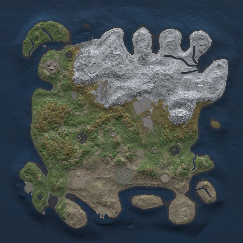 Rust Map: Procedural Map, Size: 3500, Seed: 1299712848, 14 Monuments