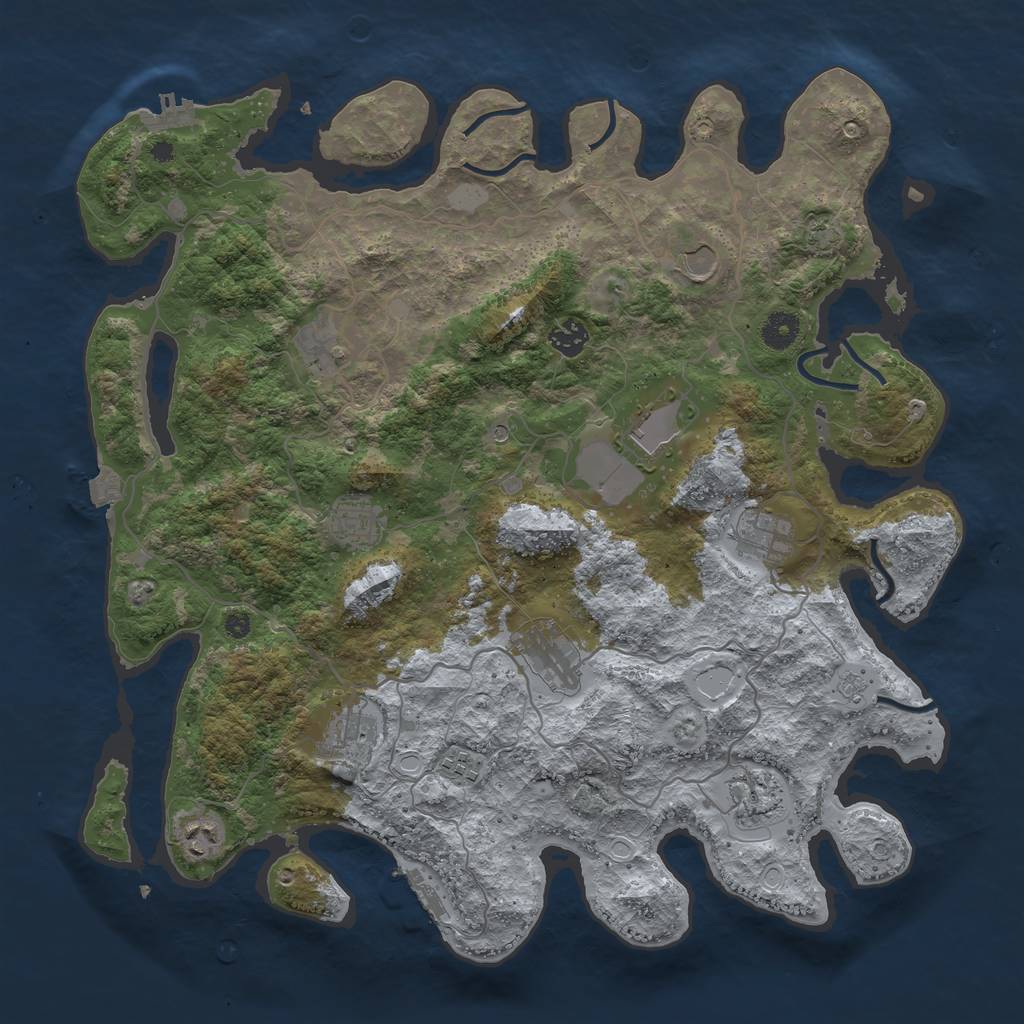 Rust Map: Procedural Map, Size: 4100, Seed: 412042, 19 Monuments