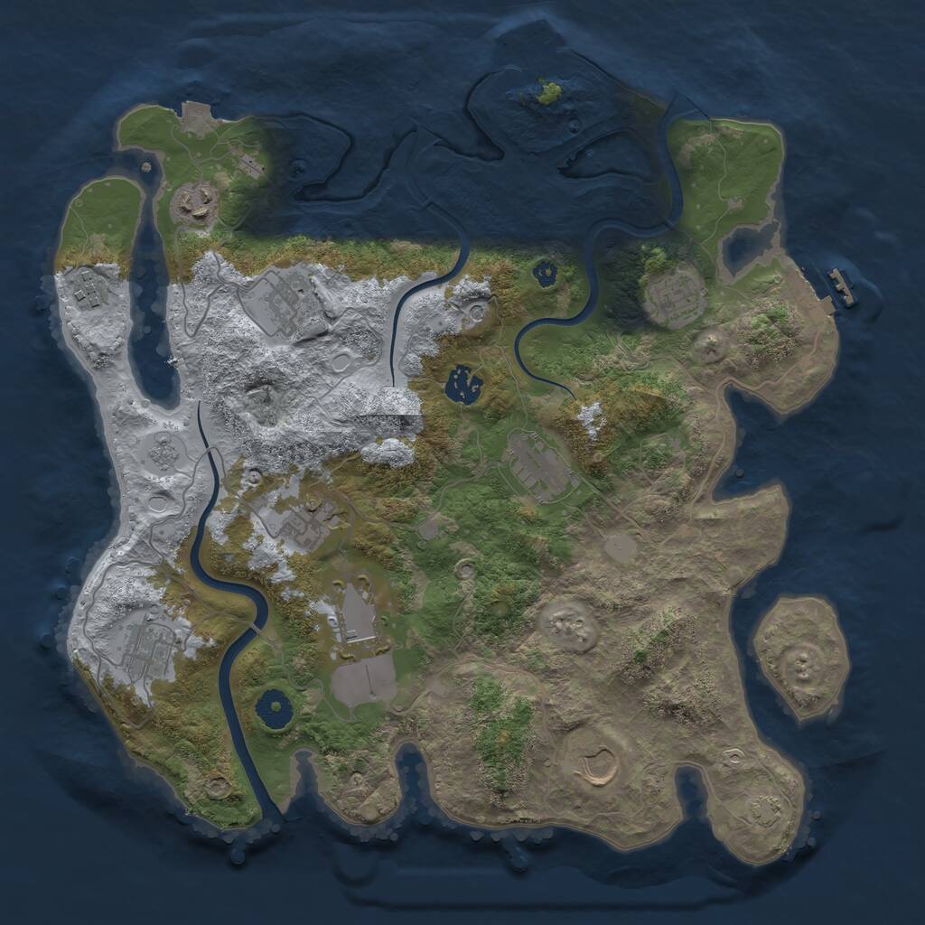 Rust Map: Procedural Map, Size: 3750, Seed: 93897196, 16 Monuments