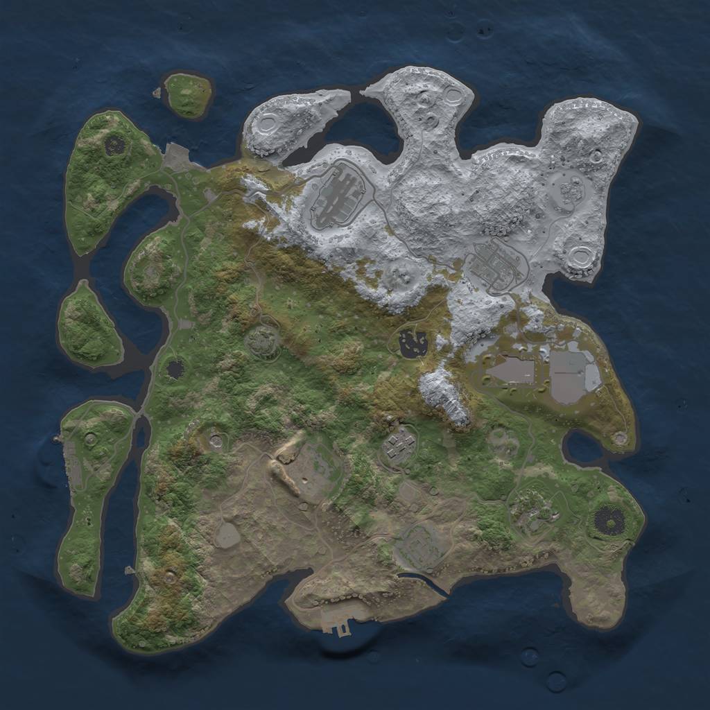 Rust Map: Procedural Map, Size: 3500, Seed: 1850418521, 16 Monuments