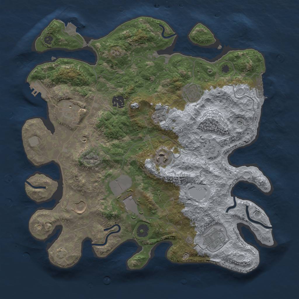 Rust Map: Procedural Map, Size: 3500, Seed: 261112288, 16 Monuments