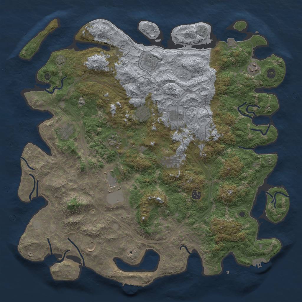 Rust Map: Procedural Map, Size: 4700, Seed: 1434987004, 19 Monuments