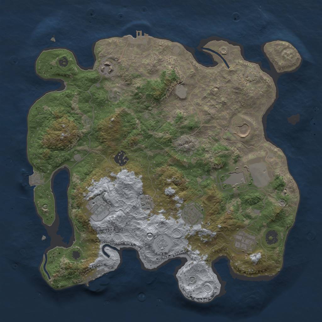 Rust Map: Procedural Map, Size: 3500, Seed: 791653262, 16 Monuments