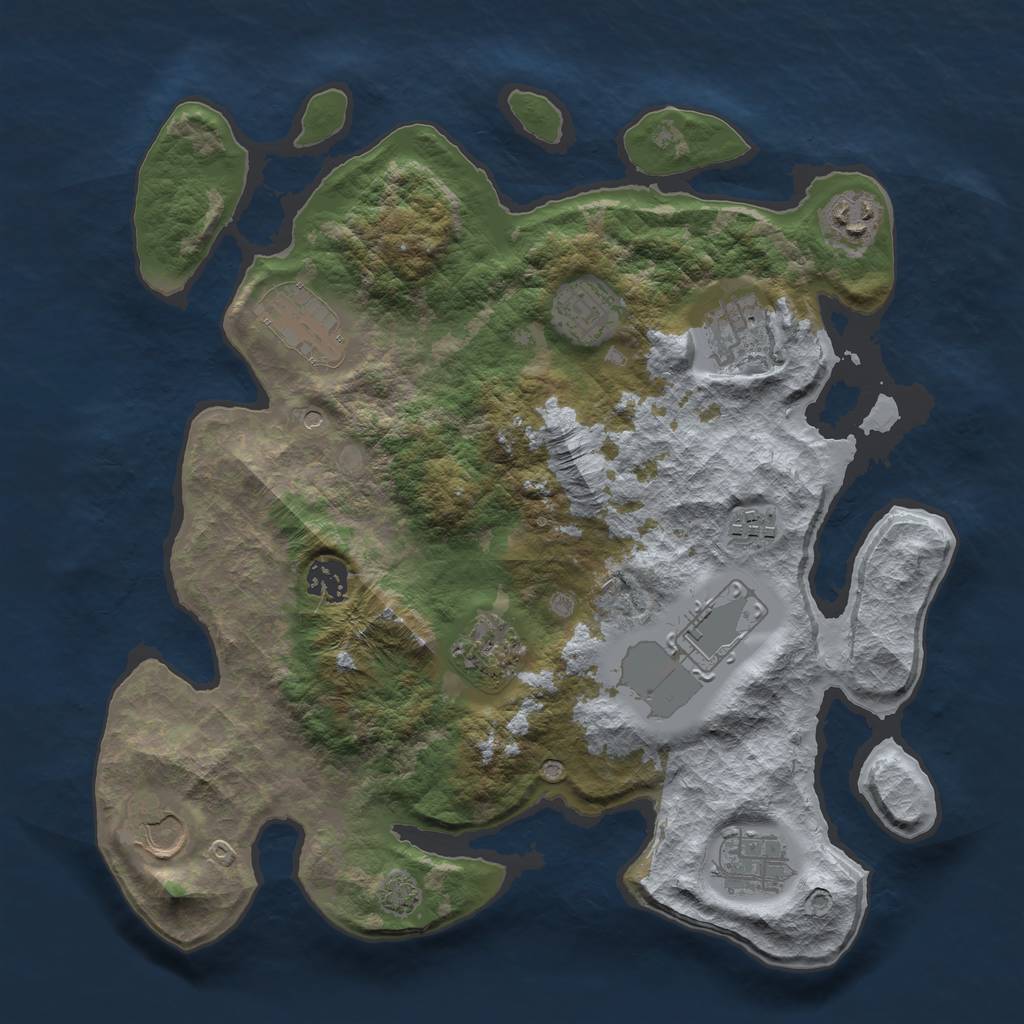 Rust Map: Barren, Size: 3500, Seed: 25917, 14 Monuments