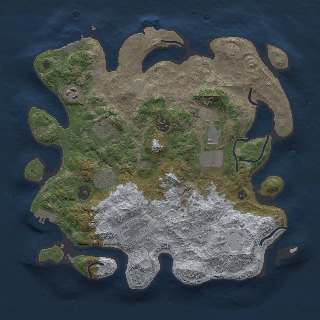 Rust Map: Procedural Map, Size: 3500, Seed: 751561233, 15 Monuments