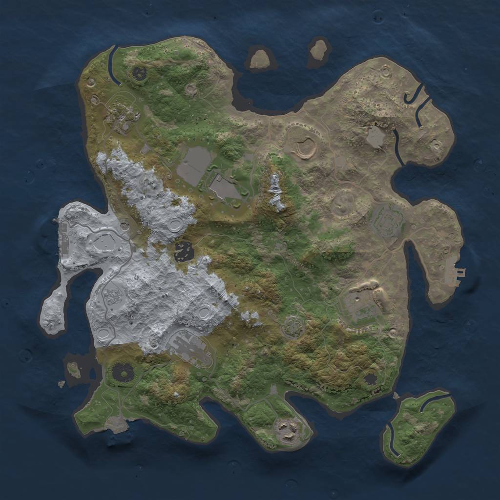 Rust Map: Procedural Map, Size: 3500, Seed: 66675, 16 Monuments