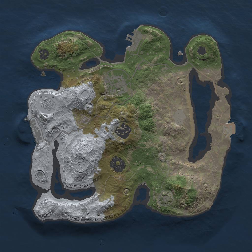 Rust Map: Procedural Map, Size: 2500, Seed: 335808320, 9 Monuments