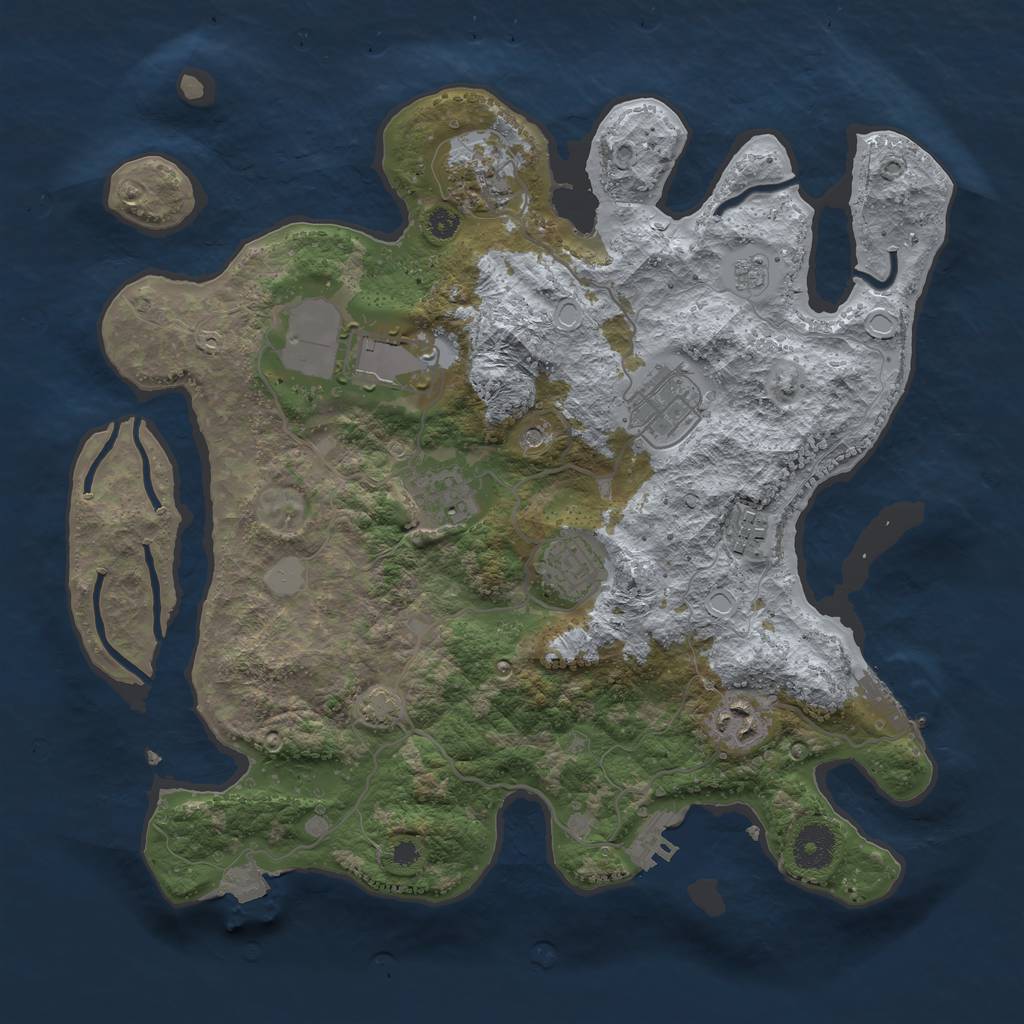 Rust Map: Procedural Map, Size: 3500, Seed: 217343353, 15 Monuments