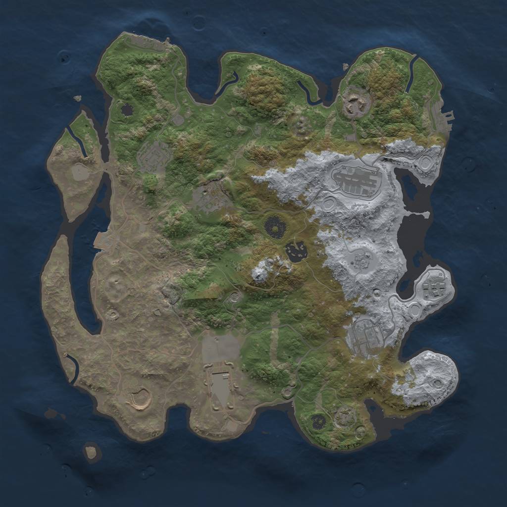Rust Map: Procedural Map, Size: 3500, Seed: 942583986, 17 Monuments