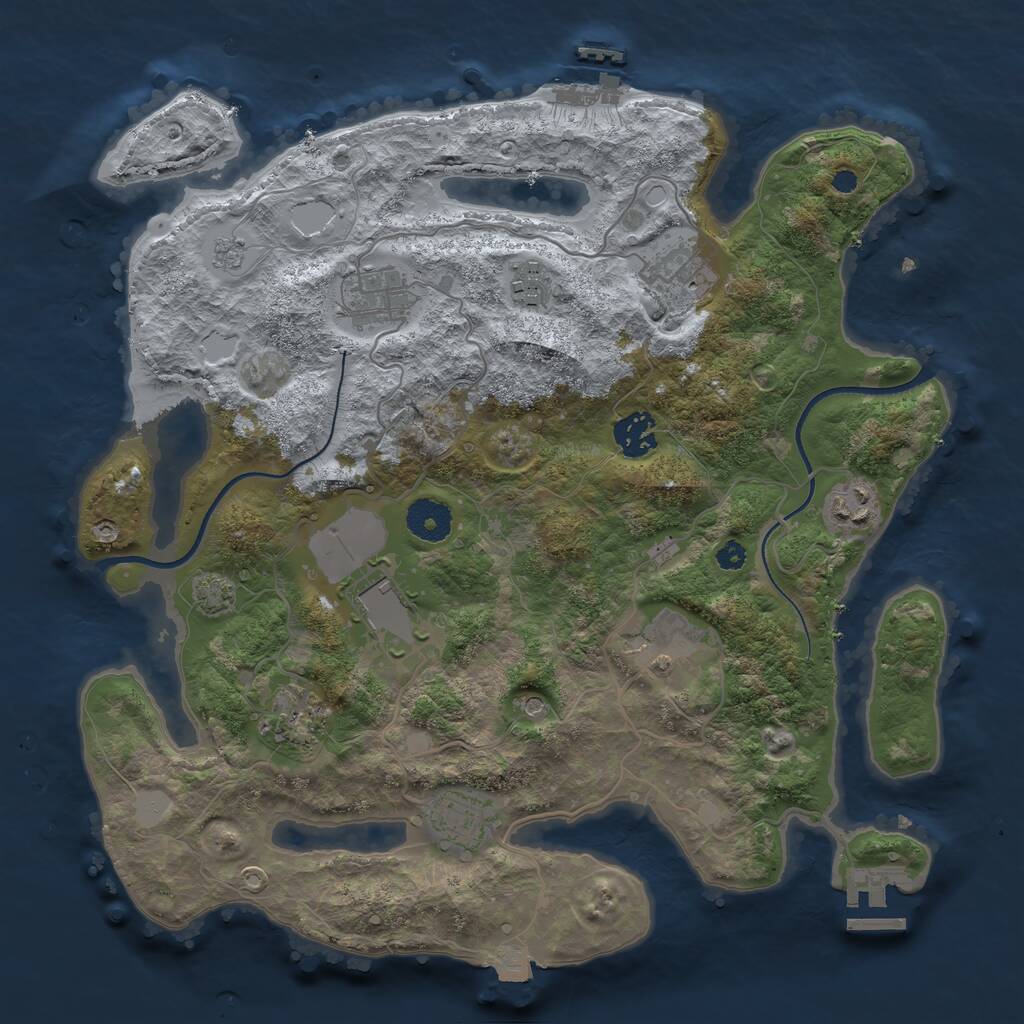 Rust Map: Procedural Map, Size: 3500, Seed: 20259879, 15 Monuments