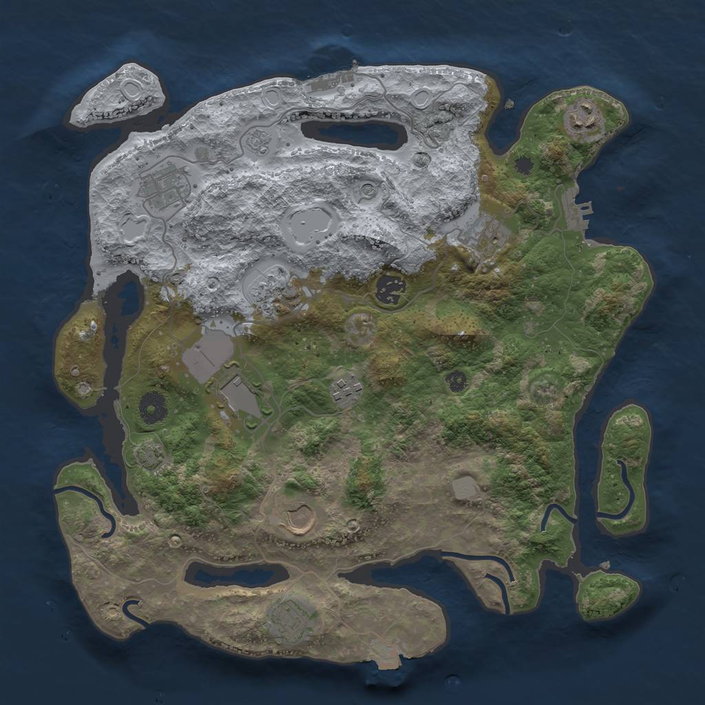 Rust Map: Procedural Map, Size: 3500, Seed: 20259879, 17 Monuments