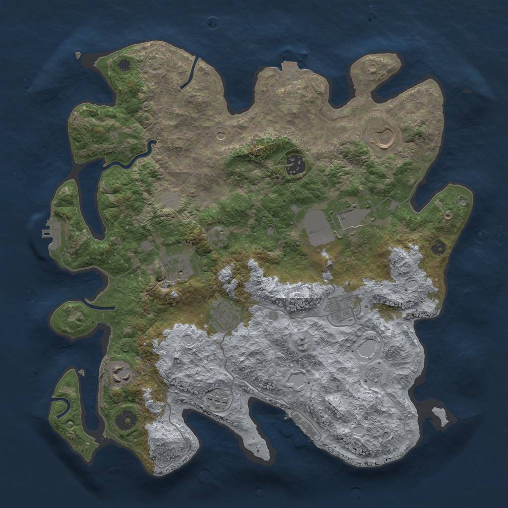 Rust Map: Procedural Map, Size: 3700, Seed: 412541774, 16 Monuments