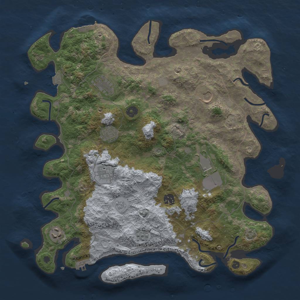 Rust Map: Procedural Map, Size: 4000, Seed: 1644773750, 16 Monuments