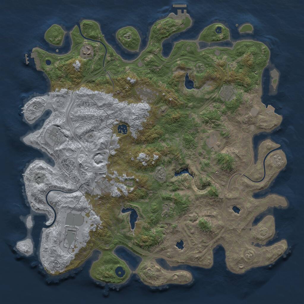 Rust Map: Procedural Map, Size: 4500, Seed: 1780176304, 16 Monuments