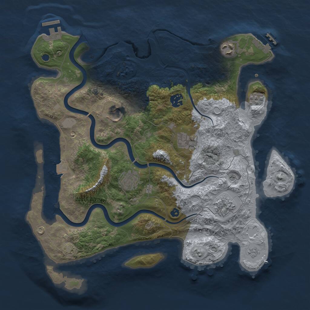 Rust Map: Procedural Map, Size: 3500, Seed: 1533954177, 13 Monuments