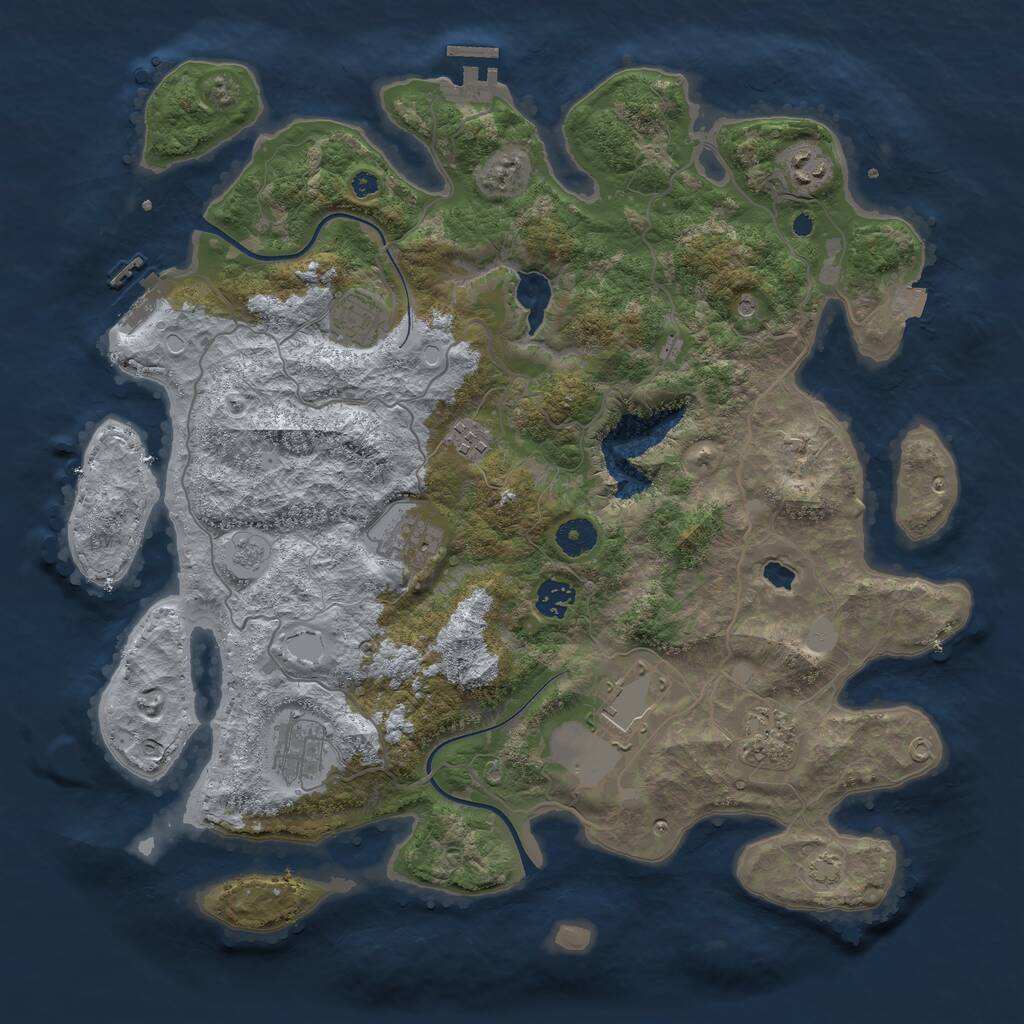 Rust Map: Procedural Map, Size: 4000, Seed: 1073962371, 14 Monuments